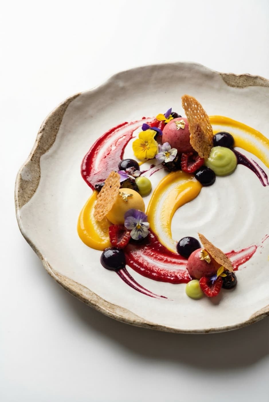 Dessert à l'assiette servi devant une œuvre au LabMusée